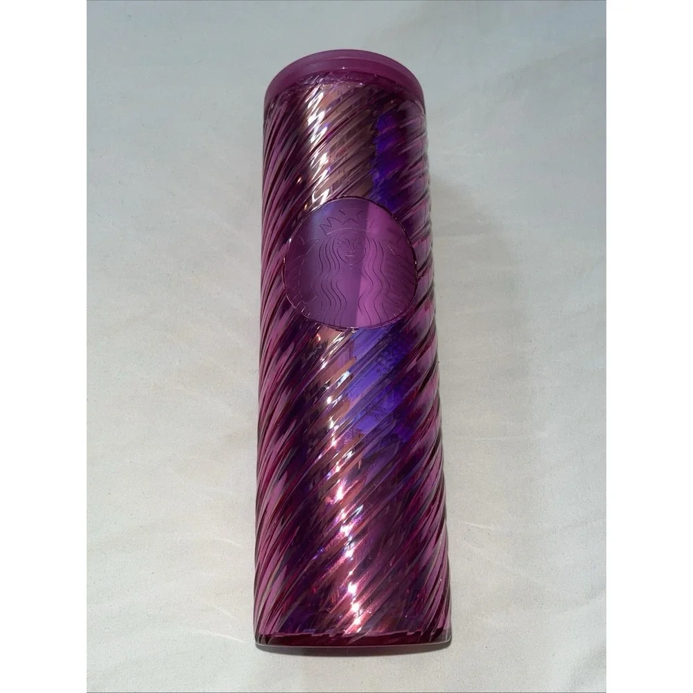 Starbucks 2022 Christmas‎ Holiday Sangria Pink Spiral Textured Tumbler 16oz Cup